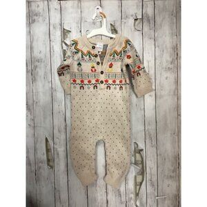 Hanna Andersson Baby Holiday Romper In Combed Cotton Cream Size 18-24 Months